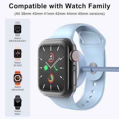 2Pack Blue for Apple Watch Charger USB Magnetic Wireless Fast iWatch Charger Portable Compatible with iWatch Ultra/Series 9/8/7/6/SE/SE2/5/4/3/2/1-[3.3FT] - Image 2