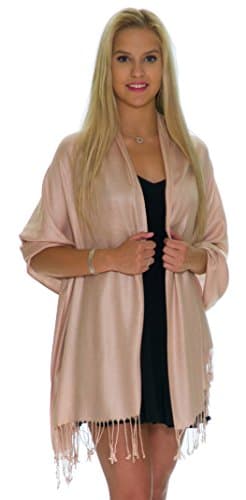 Pashmina Shawls and Wraps for Evening Dresses, Large Soft Pashmina Wedding Pale Rose Gold Shawl - Image 7