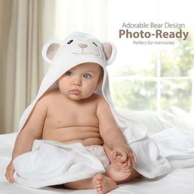 MINIBOO Hooded Baby Towels for Newborn & Toddler - Super Soft Baby Bath Towels with Hood, Highly Absorbent Viscose Made from Bamboo Hooded Towel for Boys, Girls, Newborn Essentials. - Image 4