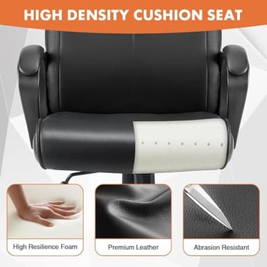 Sweetcrispy Ergonomic Office Chair Adjustable Height 360° Swivel Rolling Executive Computer Task Chairs with Padded Armrests, PU Leather - Image 4