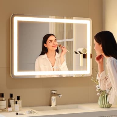 ZL ZELing Vanity Mirror with Lights, 32" x 23", LED Makeup Mirror, Dimmable 3-Color Lighting, 5X Magnification, Touch Screen Control, Wall-Mountable and Tabletop Design - Image 5
