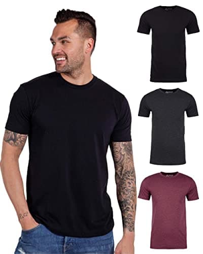 INTO THE AM Men's Fitted Crewneck Essential Blank Tees 3-Pack - Tshirts Multipack Casual Fitted Gym Fresh Classic Plain Fashion Short Sleeve Undershirts (Black/Charcoal/Maroon, X-Large) - Image 1