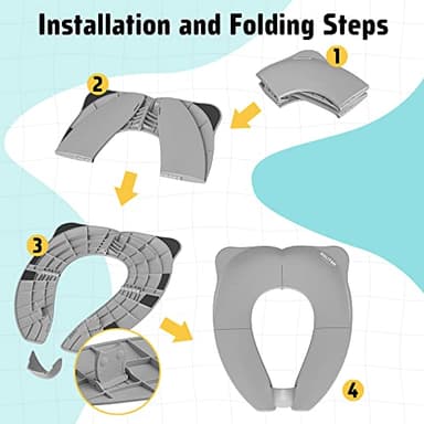 Travel Potty Seat for Toddler & Kid, Maliton Portable Potty Seat with Storage Bag, Foldable Potty for Toddler Travel, Non-Slip Potty Training Toilet Seat Cover with Splash Guard (Grey) - Image 5