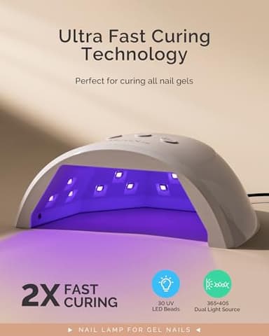 MelodySusie UV Nail Lamp, Plus30F UV Light, LED Dryer with 3 Timer, Smart Sensor, LCD Display Fast Curing Gel Nail Polish and Art Tools Manicure Accessories, White - Image 3