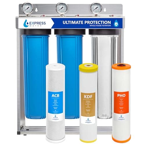 Express Water Whole House Water Filter System | ULTIMATE PROTECTION | 3 Stage Home Filtration, Top Tier Heavy Metal + Anti-Scale Filter, Highly Reduces Scale, Chloramine, Chlorine, PFAs, Lead, Arsenic - Image 1
