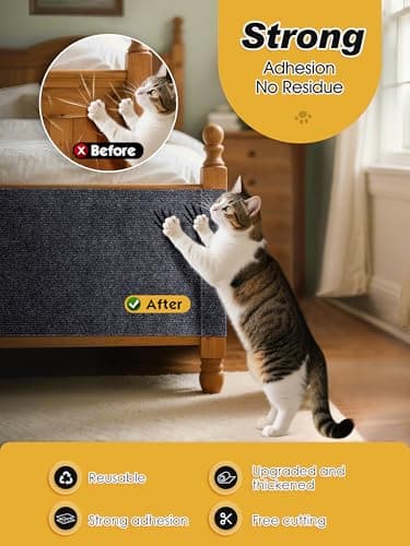 TLNNK 78.7"x15.8" Cat Scratch Mat, Trimmable Self-Adhesive Carpet, DIY Climb Cat Scratcher for Furniture Couch or Wall Protector, Covering Cat Scratching Post Replacement Pads (Dark Gray) - Image 4