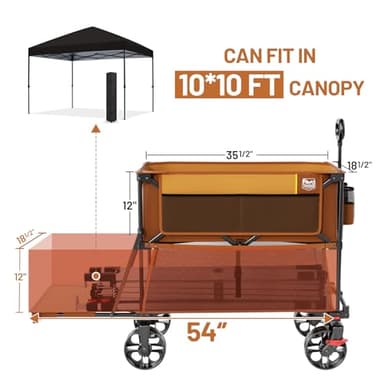 TIMBER RIDGE 400L Large Capacity Folding Double Decker Wagon with Brakes, 54" Extra Long Extender Wagon Cart, 660lbs Heavy Duty Collapsible Cart, All-Terrain Big Wheels for Camping, Sports, Shopping - Image 5