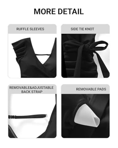 Tempt Me Black Women's Plus Size One Piece Swimsuits - Tummy Control Bathing Suits 2025 Ruffle Swimwear 24W - Image 5