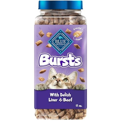 Blue Buffalo Bursts Crunchy & Creamy Cat Treats, Great for Training, Delish Liver & Beef, 12-oz. Tub - Image 1
