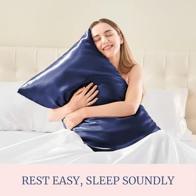 BEDELITE Satin Pillowcase for Hair and Skin, Super Soft and Cooling Similar to Silk Pillow Cases 2 Pack with Envelope Closure, Gift for Women Men(13"x18" Toddler Size, Navy) - Image 5