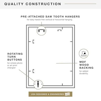 MCS Studio Gallery 18x24 Poster Frame Black Woodgrain, Vertical & Horizontal Wall Hanging Large Picture Frame for Photos, Posters & Art Prints (1-Pack) - Image 7