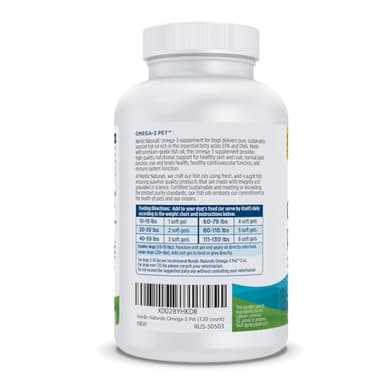 Nordic Naturals Omega-3 Pet, Unflavored - 120 Soft Gels - 330 mg Omega-3 Per Soft Gel - Fish Oil for Dogs with EPA & DHA - Promotes Heart, Skin, Coat, & Immune Health - Image 3