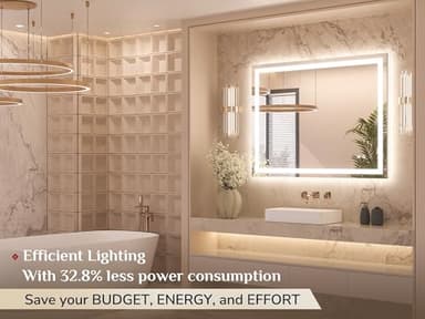 Keonjinn 40 x 32 Inch LED Bathroom Mirror with Lights, Bighter Frontlit & Backlit Vanity Mirror with Stepless Dimmable 3-Color, Anti-Fog Mirror for Wall, HD Tempered Glass, Memory Founction, CR90+ - Image 2