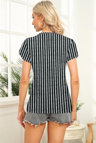 Women's Summer Cute Petal Sleeve Square Neck Tops Loose Fit Floral Print Tees 2025 Trendy Blouse - Image 5