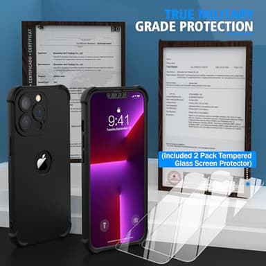 ORETECH for iPhone 13 Pro Max Case, with [2 x Screen Protectors] [15 Ft Military Grade Drop Test] [Camera Protection] 360° Shockproof Slim Thin Phone Case for iPhone 13 Pro Max Cover 6.7" - Black - Image 5