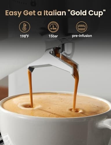 Neretva Espresso Machine, 15 Bar Espresso Coffee Machine with Visible Pressure Guage Professional Espresso Maker with Milk Frother & Stainless Steel for Home Barista Latte and Cappuccino Maker - White - Image 5