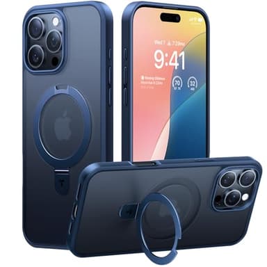 TORRAS Magnetic Ostand for 16 Pro Max Case with Stand, [Military Grade Drop Tested][Compatible with MagSafe] Translucent Slim Back Soft Edge Case for 16 Pro Max 6.9 inch 2024, Blue - Image 1