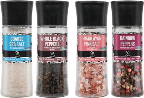 Soeos Spice Seasoning Set of 4, 9.8oz(277.82g), With Integrated Grinders, Salt and Pepper Grinder Set, Pure and Fresh Perfect for BBQ Seasoning Gift Set, Grilling Spice, Herb, Spice & Seasoning Gifts - Image 1