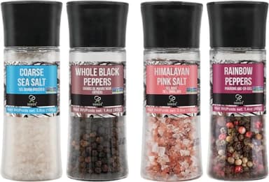 Soeos Spice Seasoning Set of 4, 9.8oz(277.82g), With Integrated Grinders, Salt and Pepper Grinder Set, Pure and Fresh Perfect for BBQ Seasoning Gift Set, Grilling Spice, Herb, Spice & Seasoning Gifts - Image 1