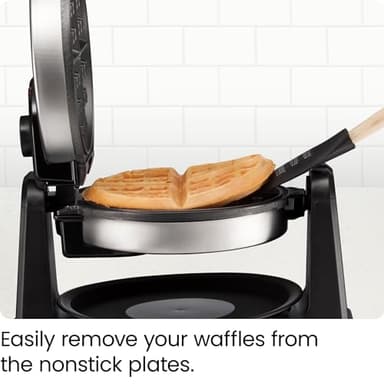 Chefman Rotating Belgian Waffle Maker, 180° Flip Iron w/ Non-Stick Plates, Adjustable Timer, Locking Lid, & Drip Plate, Space Saving Storage, Mess-Free Breakfast, Stainless Steel/Black - Image 4