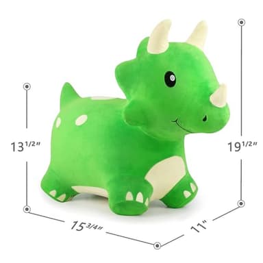 iPlay, iLearn Bouncy Pals Dinosaur Hopper Toy 2 Year Old Boy, Toddler Plush Bounce Animals, Ride on Bouncing Triceratops for Kids, Outdoor Hopping Horse Bouncer, Cool Birthday Gifts 3 4 5 6 Yr Girls - Image 7
