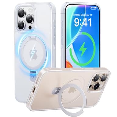CASEKOO Designed for 16 Pro Max Case with Magnetic Invisible Stand [Military Drop Protection] [Compatible with MagSafe] Shockproof Slim Translucent Matte Promax Case 6.9 Inch，Translucent White - Image 1