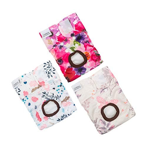 CuteBone Dog Diapers Female Washable Small Medium Large 3 Pack Reusable Doggie Diapers Puppy Period Pants for Doggy Heat Cycle Peeing D21M - Image 1