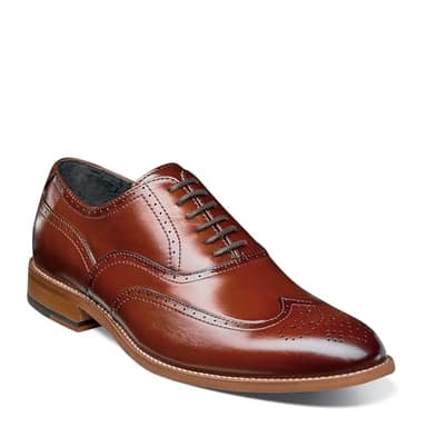 STACY ADAMS mens Dunbar - Wingtip Oxford, Cognac, 10.5 US - Image 2
