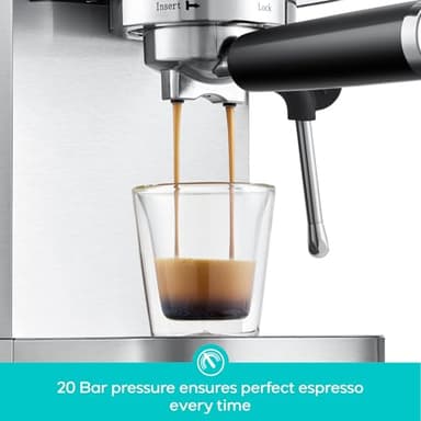 CASABREWS 3700 Essential Espresso Machine 20 Bar, Stainless Steel Cappuccino & Latte Machine with Steam Frother for Home, 43.9oz Water Tank, Silver - Image 3