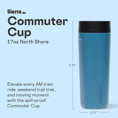 Corkcicle Commuter Cup Travel Mug - Insulated Coffee Mug with Lid - Keeps Drinks Cold 18 Hours - 360° Spill-Proof Sip Lid - Holiday Gift - Great for Gifting Warmth - 17 oz - North Shore - Image 2