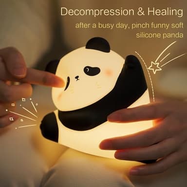 YR YRHH-PET Kungfu Pose Panda Night Light, LED Squishy Novelty Animal Cute Lamp, Food Grade Silicone Nightlight, 3 Level Dimmable, Light Up Panda Decor for Room College Dorm, Funny Gifts - Image 4