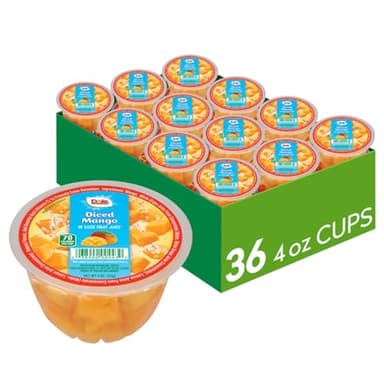 Dole Fruit Bowls Diced Mango in 100% Juice Snacks, 4oz 36 Total Cups, Gluten & Dairy Free, Bulk Lunch Snacks for Kids & Adults - Image 1