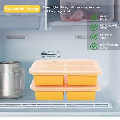 Bangp 1-Cup Silicone Freezer Trays with Lid,2 Pack,Easy-Release Silicone Freezing Tray for Soup Ice Cubes,Soup Freezer Molds,Freeze & Store Broth,Sauce,Leftovers - Makes 8 Perfect 1 Cup Portions - Image 7