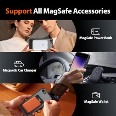 Magnetic for iPhone SE Case 2022/3rd/2020/2nd gen, iPhone 8 & iPhone 7 [Compatible with Magsafe] Shockproof Slim Translucent Matte Protective Phone Case, Black - Image 6