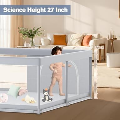 Extra Large Baby Playpen 79×79 Inch, Playpen with 2 Zipper Door for Babies and Toddlers, Play Pen Pin Indoor Outdoor Baby Play Fence - Image 7