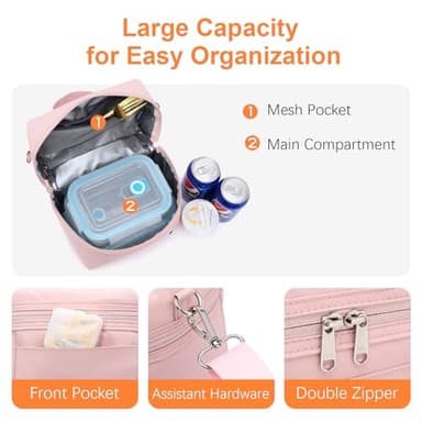 NOL Natural Organic Lifestyle Insulated Lunch Bags for Women Cooler Bag Lightweight Nylon Waterproof Lunch Box For Work - Image 5