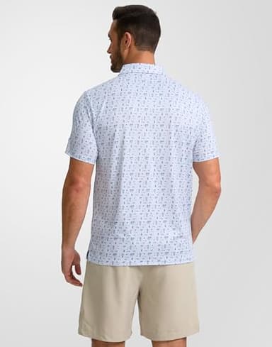 Obla Mens Golf Polo Shirts Short Sleeve Dry Fit Performance Moisture Wicking Casual Print Collared Golf Shirts for Men(White Golf Flag_XL) - Image 3