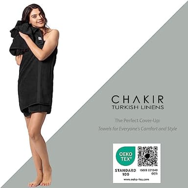Chakir Turkish Linens | Hotel & Spa Quality 100% Cotton Premium Turkish Towels | Soft & Absorbent (4-Piece Bath Towels, Black) - Image 3