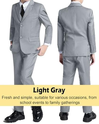 KEYWANTS Suits for Teenage Boys Size 14 Kids Tuxedo Teens Wedding Formal Dresses Outfits Gray Jacket Pants and Vest Set - Image 4