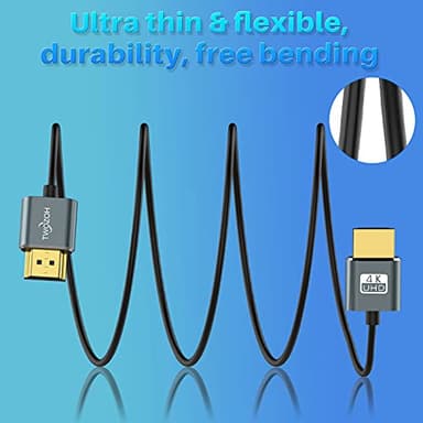 Twozoh Slim 4K HDMI Cable 1.6FT 5 Pack, Ultra Thin & Flexible Skinny HDMI to HDMI 2.0 Cord Support 4K/60HZ 18gbps Laptop, Monitor, PS5, PS4, Xbox One, Fire TV - Image 5