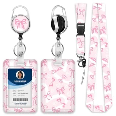Lanyards for ID Badge Holder for Women Cute, Teacher Lanyard with ID Holder Clip,Retractable Keychain Badge Reel Heavy Duty, Teacher Nurse Work Office Gifts (#35:Butterfly) - Image 1
