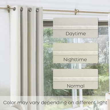 KOUFALL 95 Inch Curtains 2 Panel Set for Living Room,Grommet 60-70% Blackout Room Darkening Thermal Window Treatments Floor Length Drapes for Bedroom,Off White Ivory Cream - Image 3