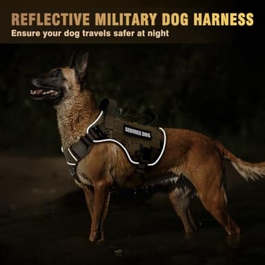 WINSEE Tactical Dog Harness for Medium Dog, Heavy Duty Service Working MOLLE Vest with 10 Pet Patches, 2X Metal Buckle Vest for Training Hunting Walking - Image 7