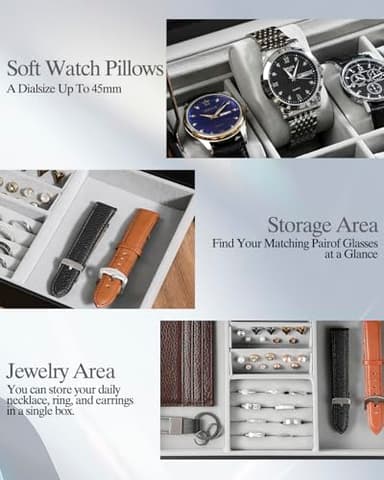 GUKA Watch Box 12 Slot Watch Display Organizer Leather Jewelry Case Drawer Glass Birthday for Men Women, Child Husband Dad - Image 6