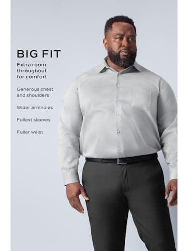 Van Heusen Men's Big Fit Dress Shirt Poplin Solid (Big and Tall), White, 20" Neck 34"-35" Sleeve - Image 5