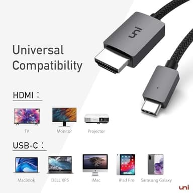 uni USB C to HDMI Cable, [4K, High-Speed] USB Type C to HDMI Cable for Home Office, [Thunderbolt 3/4 Compatible] with Chromebook, MacBook Pro/Air 2023, iPad Pro, iMac, XPS 17, S23-6FT - Image 8