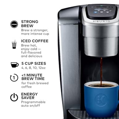 Keurig K-Elite Single Serve K-Cup Pod Coffee Maker, with Strength and Temperature Control, Iced Coffee Capability, 8 to 12oz Brew Size, Programmable, Brushed Silver - Image 4