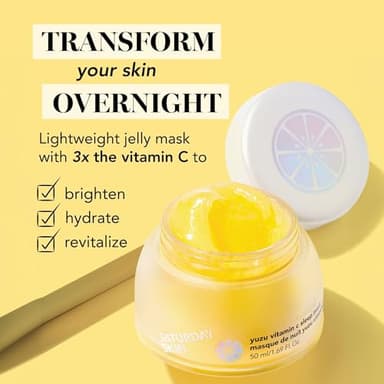 Saturday Skin Yuzu Vitamin C Sleep Mask Regenerist Retinol Ultra Rich Face Moisturizer Cream Smooth Skin and Reduce Wrinkles Ideal for All Skin Types - Image 2