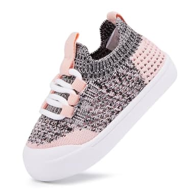 BMCiTYBM Baby Shoes Boys Girls Barefoot First Walking Shoes Breathable Mesh Walker Sneakers Tennis Outdoor Indoor Slip On 12-18 Months Toddler Pink Size 5 Toddler - Image 1