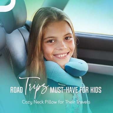 BCOZZY Kids Travel Neck Pillow (8-12 Y/O) – Patented Soft Child Pillow for Head & Chin Support in Car, Airplane, and Road Trip Sleeping. Adjustable Size. Carry Bag. Fully Washable. Medium, Pink - Image 5
